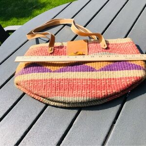 Vintage Woven Geometric straw Tote Bag from 1980’s never used